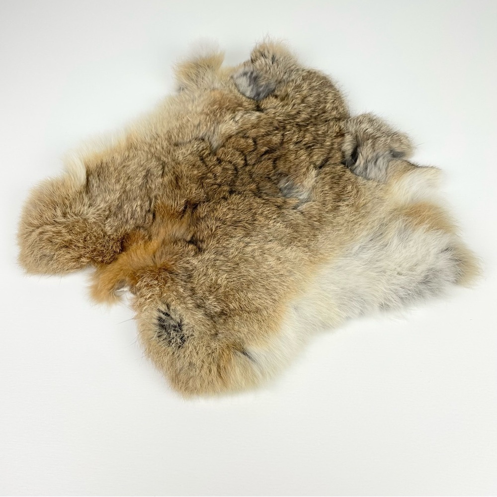 Natural Tanned Real Rabbit Fur Pelt Brown Grey Tan Rustic Interior Decor Cabin